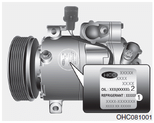 Hyundai i30. conformity, Air conditioner compressor label