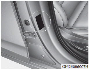 Hyundai i30. specification and pressure label